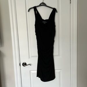 Bianca Nygärd lined black jersey dress, size 6 fits to size 10,ruching on sides